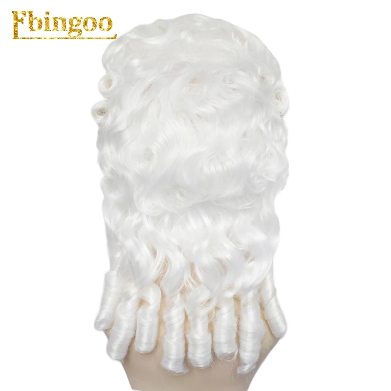Ebinoo White Lawyer Wig Baroque Curly Colonial Female Lawyer Judge Deluxe Historical Costume Synthetic Cosplay Wig for Halloween