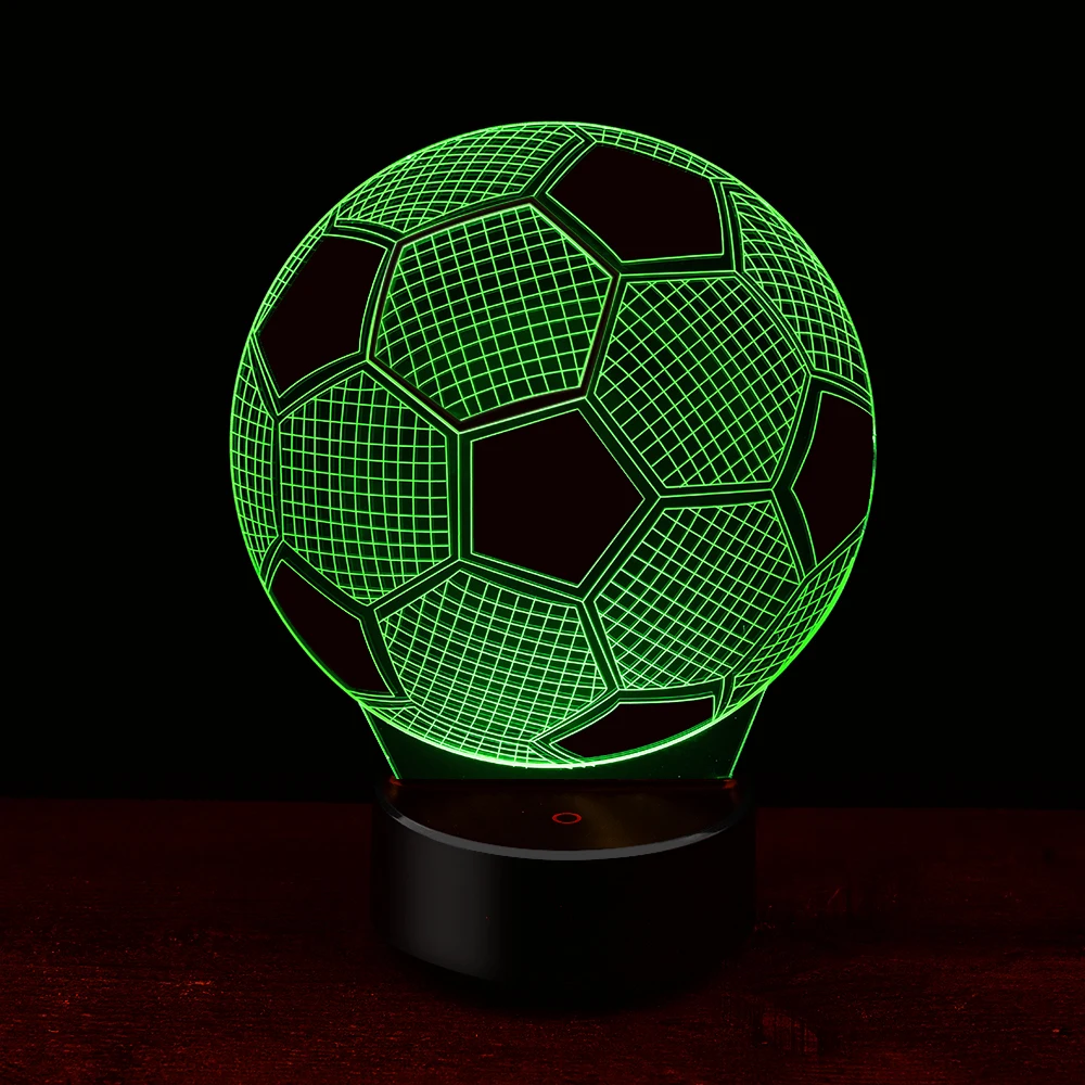 Soccer no remote 3D футбол баскетбол сенсорная настольная лампа 7 цветов меняющаяся настольная лампа USB мощность ночник футбол светодиодный светильник Декор для спальни подарок - Испускаемый цвет: Soccer no remote