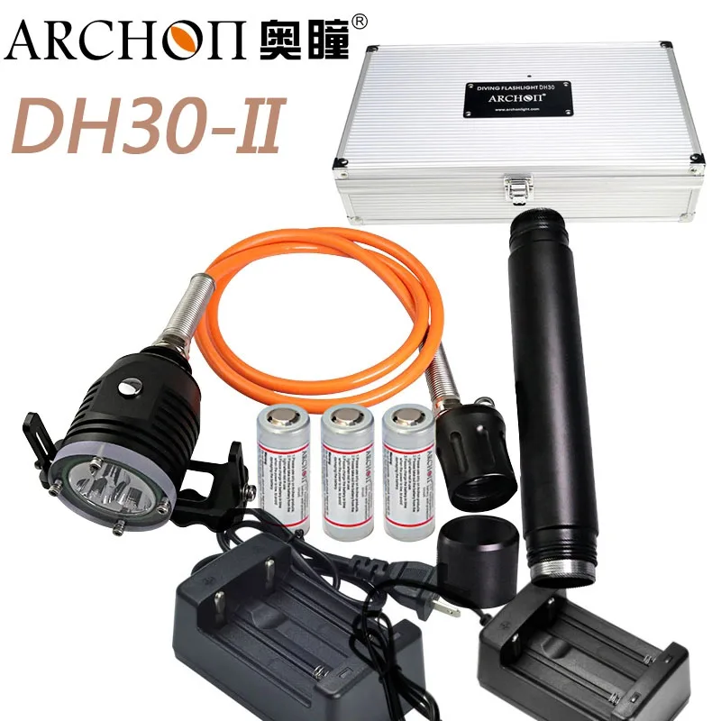 

ARCHON DH30 II Diving Spotlight 3* CREE XM-L2 U2 LEDs max 3600 lumen underwater 100 meter dive light photography light + battery