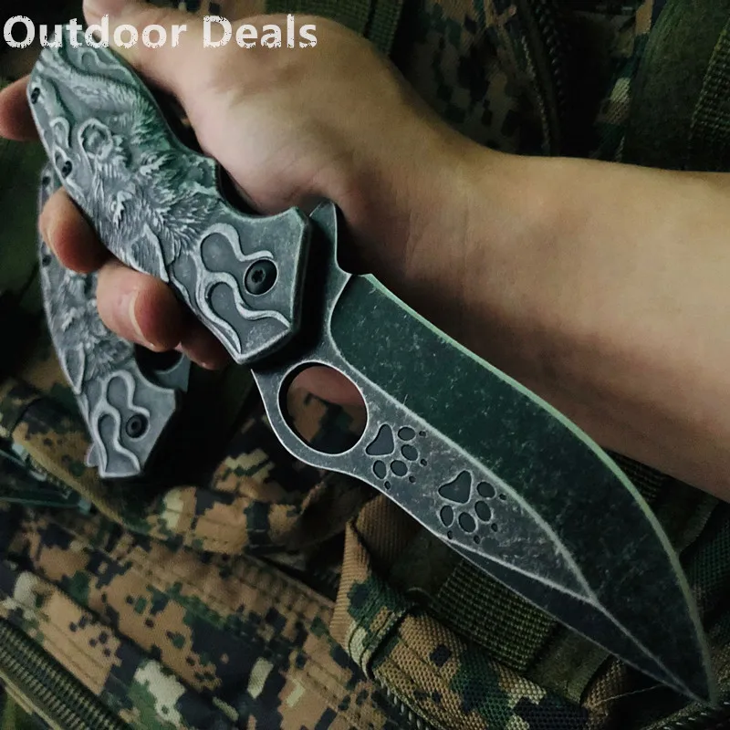 Коллекция 3D Король-Волк сверхмощный складной нож Stonewash Карманный тактическое средство для выживания на открытом воздухе Кемпинг Охота рыболовные ножи