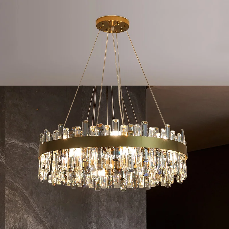 FKL Modern Round Gold Crystal Chandelier Light 2 FKL Modern Round Gold Crystal Chandelier Light 2