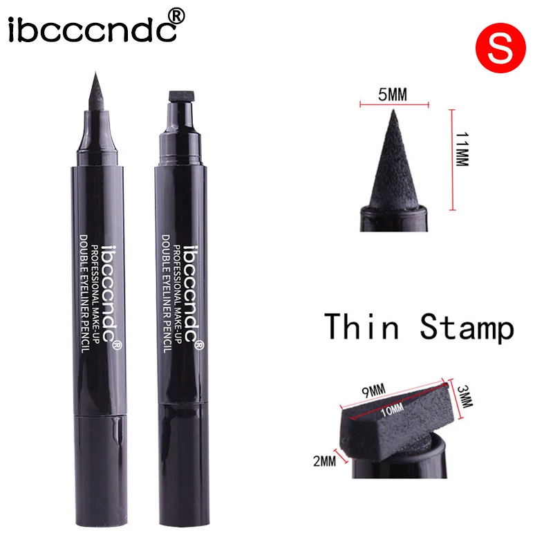 S Eyeliner Pencil Eye Makeup Waterproof Double Sided Long Lasting Stamp Seal Eyeliner V9-Drop - Цвет: S