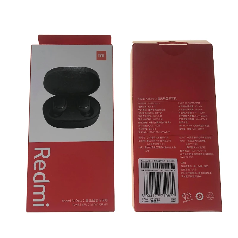 6 Pcs/Lot Xiaomi Redmi AirDots 2 TWS Bluetooth 5.0 Noise Reduction with Mic AI Control Redmi AirDots S True Wireless Headset