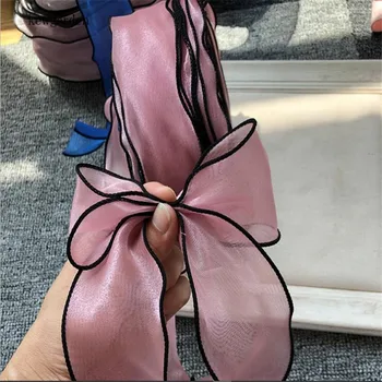 

Kewgarden 5CM 2" Black Side Double Layering Wavy Organza Ribbon Handmade Tape DIY Bowknot Accessories Satin Ribbons 35 Meters