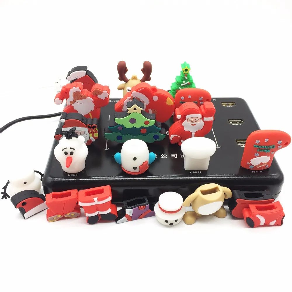 USB флеш-накопитель 128 ГБ мультяшный usb-кабель с Санта-Клаусом 2,0 4 ГБ 8 ГБ флеш-накопитель 16 ГБ 32 ГБ 64 ГБ Рождественская серия флешки карта памяти подарок
