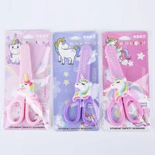 

Cartoon Unicorn Student Safety Paper-Cut Art Scissors with Protective Cover Cap Office School Supply Kids Stationery