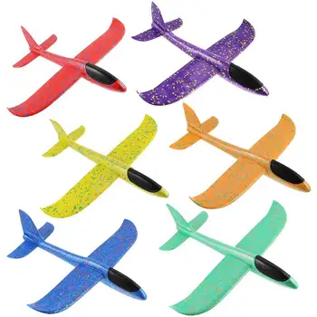 

6pcs Hand Throw Foam Plane Toys Outdoor Launch Glider Circle Around Airplane Toy Throwing Game Figure Toys For Kids