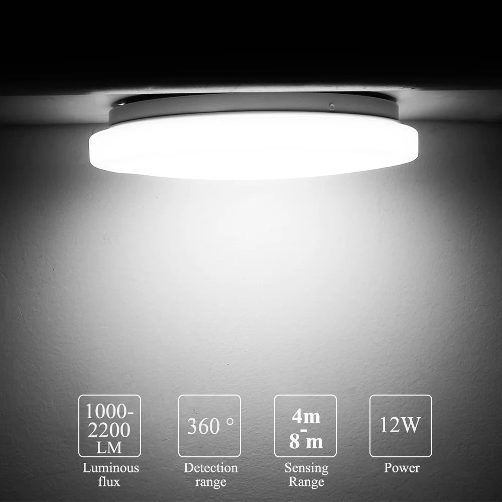 LED Ceiling Light With Motion Sensor 12W 220V Round / Round Bottom LED Ceiling Light For Entrance Balcony Corridor