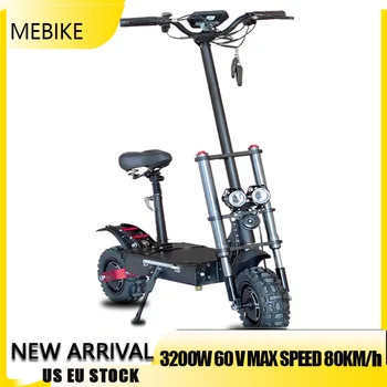 

60V/3200W Electric Scooter with Dual Motor Kick Scooter with Seat Foldable Hoverboard Fat Tire Electric Adults Scooter Electric