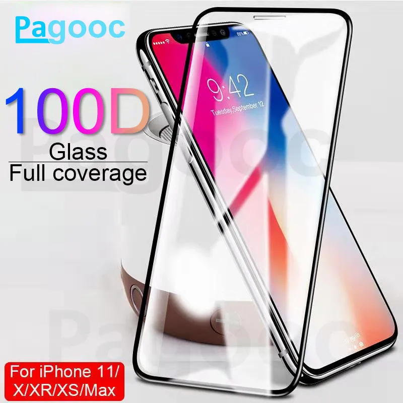 

100D protective Tempered Glass For iPhone X XR XS 11 Pro Max Screen Protector Glass on iPhone 7 8 Film On iPhone 6S 6 7 8 Plus
