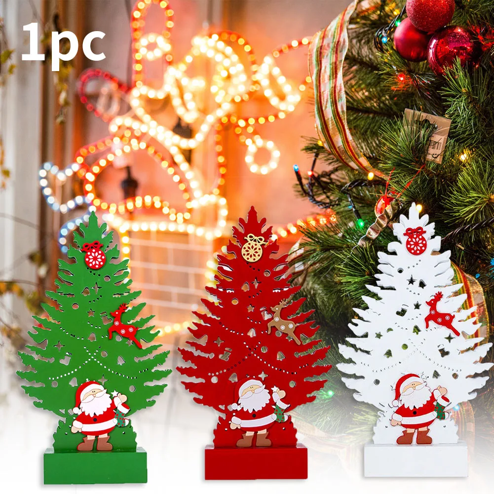 

Party DIY Table Ornaments Delicate With Light Gift Pendant Stand Hanging Christmas Tree Home Festival Wooden Portable