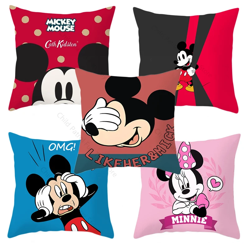

18Inch Fashion Disney Mickey Mouse Pillow Cover Home Textile Decor Pillowcase 45cm Square Sofa Pillowcase Case Toys for Children