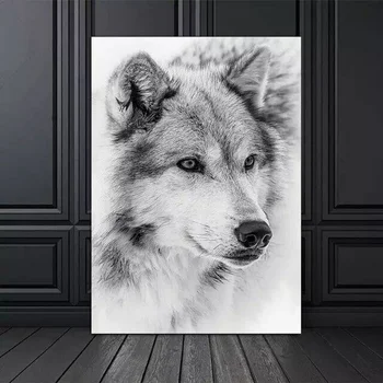 

Nordic Style Wild Animal Wolf Poster Black and White Canvas Painting Poster and Prints Wall Art Pictures for Living Room Decor