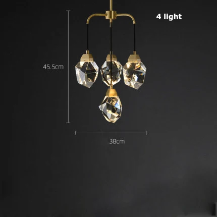 4light Арт Деко алмаз современный золотой медный Кристалл Камень блеск люстра освещение подвесной светильник Lampen для столовой - Цвет абажура: 4light