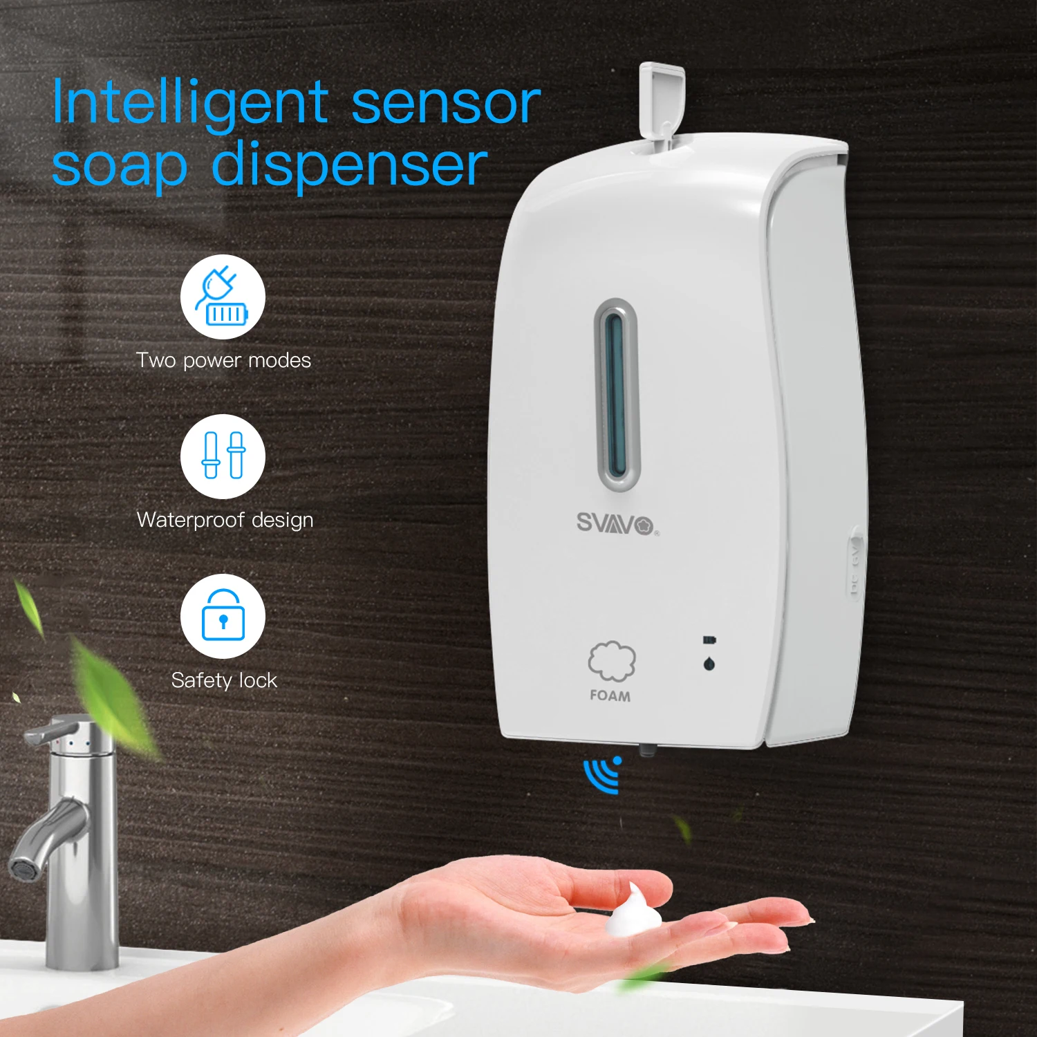 SVAVO Wall mounted Automatic Soap Foam Dispenser Soap Foam Foaming Soap Dispenser for Kitchen Bathr - 4000169655802