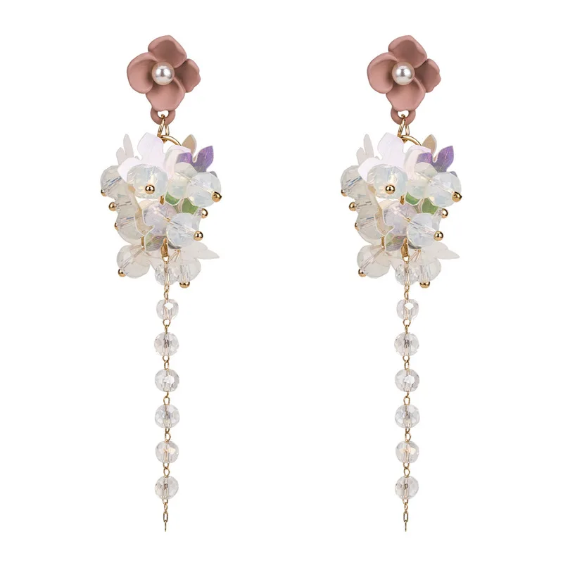 

Bohemia Style Exaggeration Acrylic Bead Weaving Flower Tassel Drop Earrings for Girl Women Fashion Jewelry Accessories