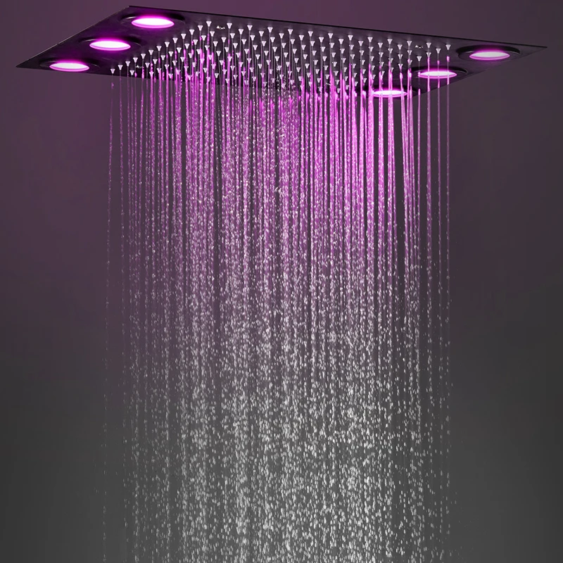 Electric Led Rainfall Shower Head Ceiling Recessed Bathroom Bath
