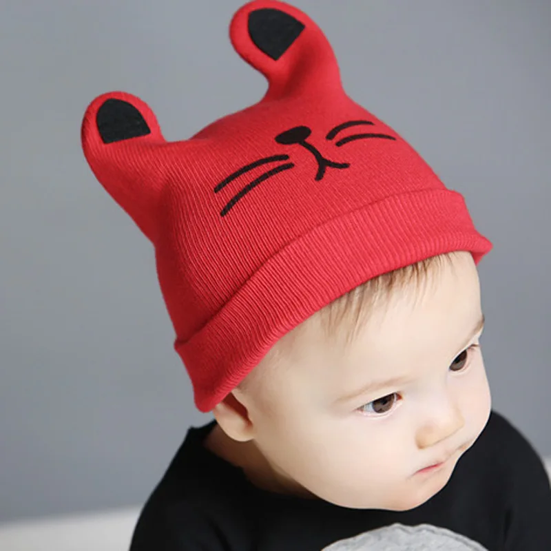 

Autumn And Winter New Style Infant Beanie Cat Ear Wool Cap Baby Cotton Thread Set of Head Cap Men And Women Children Knitted Hat