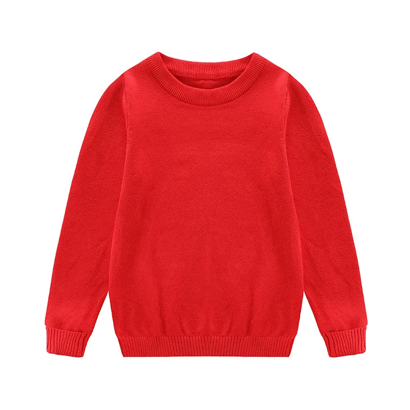 DE PEACH/новая осенне-зимняя трикотажная рубашка с длинными рукавами для мальчиков мягкие хлопковые пуловеры ярких цветов для детей свитер с круглым вырезом для девочек - Цвет: Красный