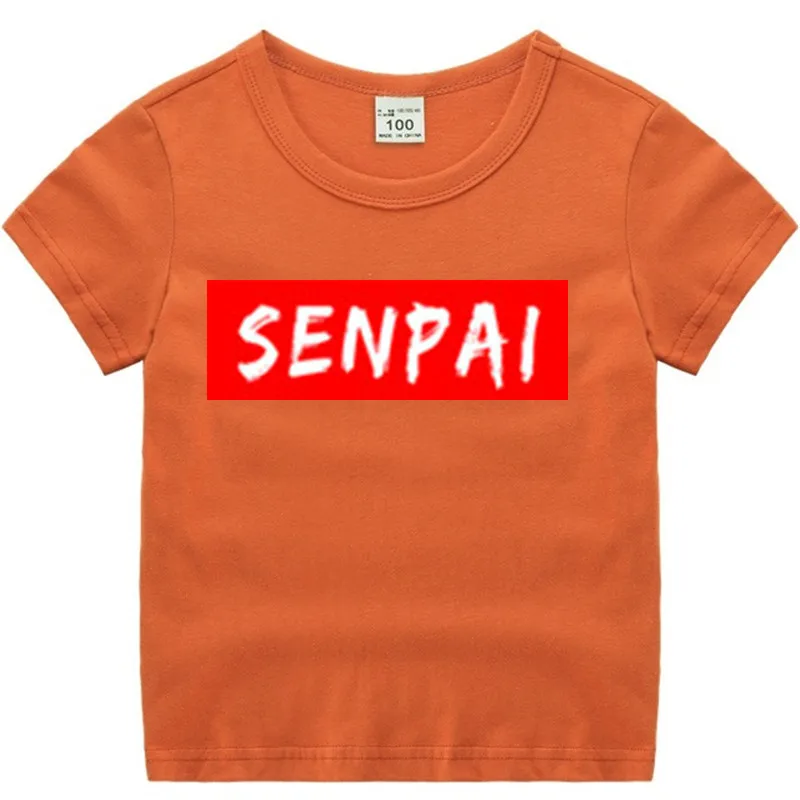 T74C-orange Хлопковая футболка для маленьких мальчиков и девочек с аниме «Senpai» летняя детская Рождественская рубашка детская футболка для малышей с героями мультфильмов Роскошный топ - Цвет: T74C-orange