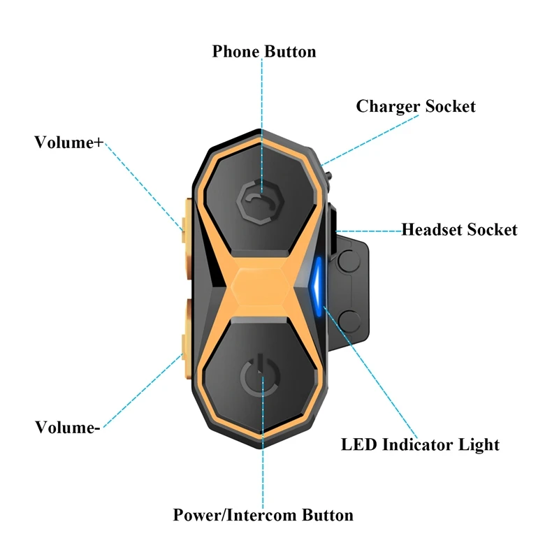Мотоциклетный шлем Bluetooth гарнитура Водонепроницаемый 1000 м беспроводной Bluetooth 3,0+ EDR WithA2DP, AVRCP и FM Музыкальный Интерком интерфон