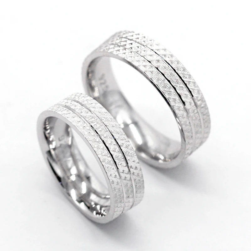 2 unids/set de anillos para parejas, joyas de de plata 925 pura a rayas de estilo clásico Simple para hombres y regalos de joyería de boda|Anillos| - AliExpress