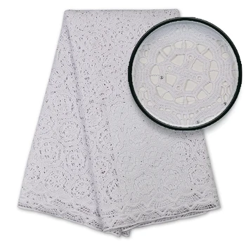 

Clothing Fabric Milk Silk Lace Fabric Embroided Cord French Guipure Lace Fabric Stones Fabric For Dress AMY3589B
