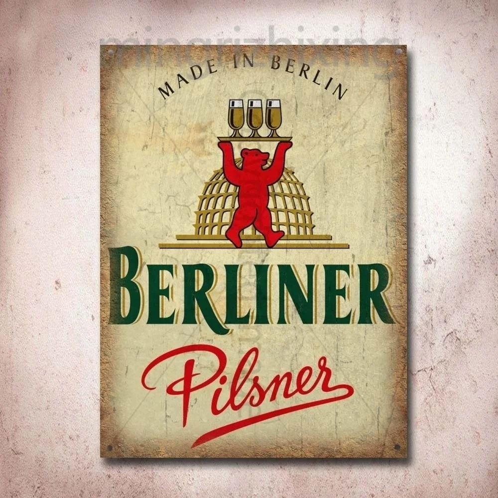 Berliner Pilsener пивной винтажный жестяной знак металлический плакат декор