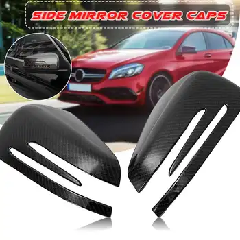 

New 2pcs Carbon Fiber Look Add-on Car Rearview Side Mirror Cover Cap Shell Add-on For Benz A B C E CLA GLA GLK Class XYB0998