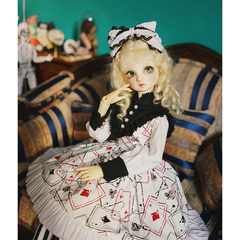 BJD платье Кукла платье+ украшение для волос на 1/6 1/4 1/3 BJD гигантские аксессуары для детской Куклы костюм белое платье очаровательное маленькое платье