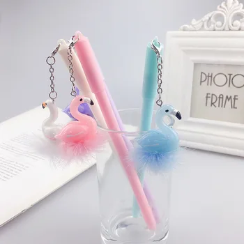 

30 pcs/lot Flamingo Alpaca Cows Pendant Gel Pen Cute 0.5 mm Black ink signature Pens Promotional Gift Stationery School Supplies