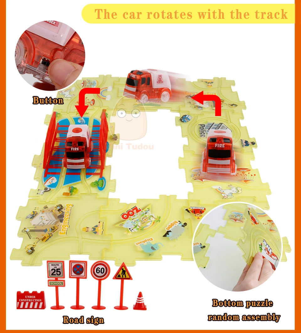 Diecasts& Toy транспортные средства головоломка трек игровой набор волшебная Полиция огонь модель грузового автомобиля мальчики игрушки DIY головоломки для детей развивающие игры