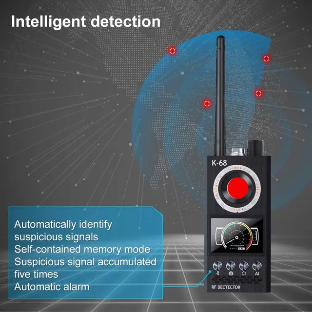 K-68 Détecteur de Bogues GSM Détecteur de Signal GPS Dispositif de  Recherche de Signal Radiofréquence Haute Sensibilité, pour Caméra Cachée