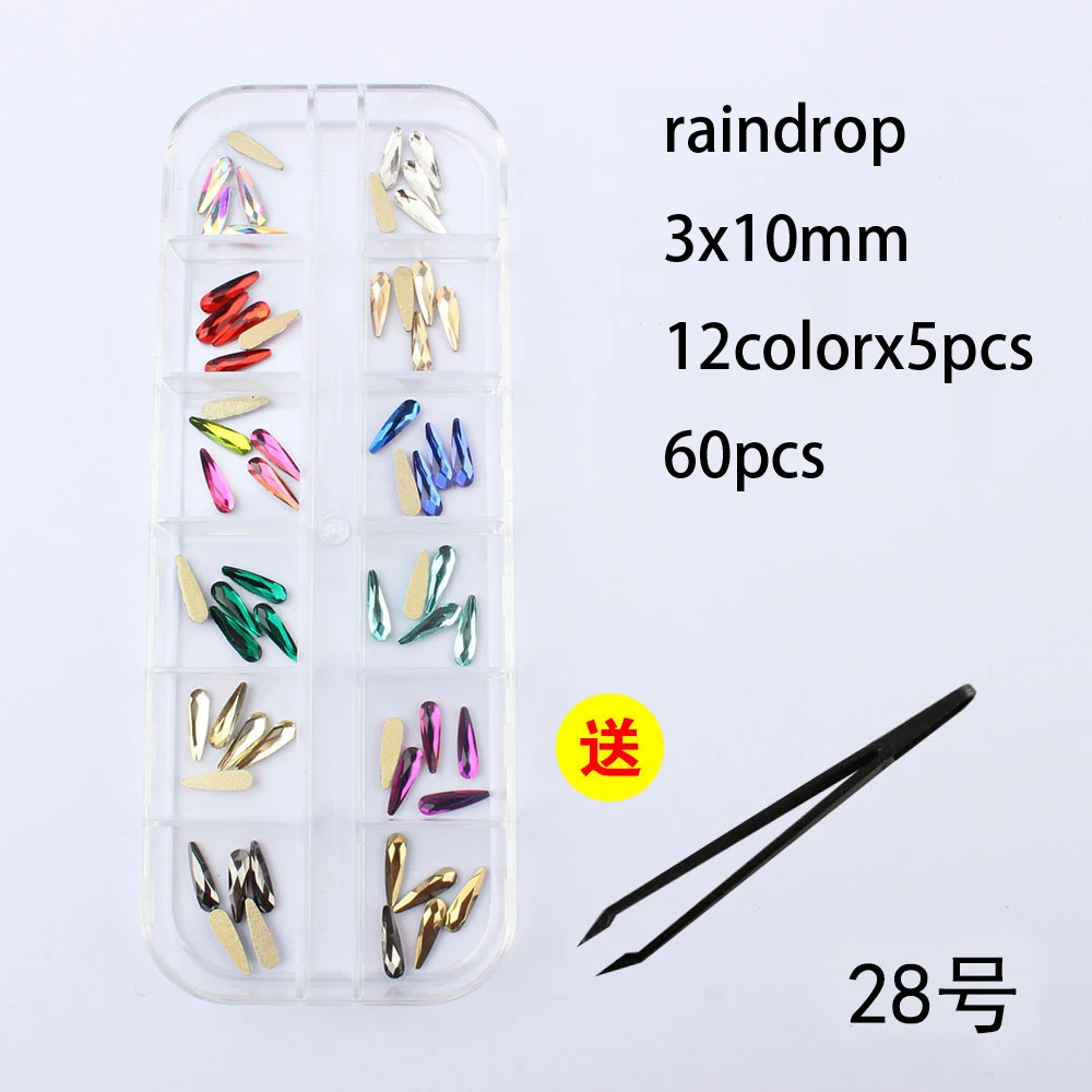 NO28 New listing 12 mesh nail art rhinestone mixed shape fancy stained glass crystal 3D nail decoration free shipping - Цвет: NO28