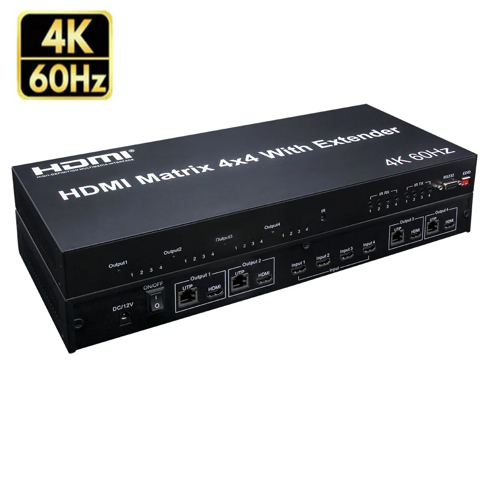 

4X4 HDMI matrix extender 4K 60Hz HDMI 4X4 matrix via Ethernet cat5e/6 cable HDMI matrix switcher via cat5/cat6