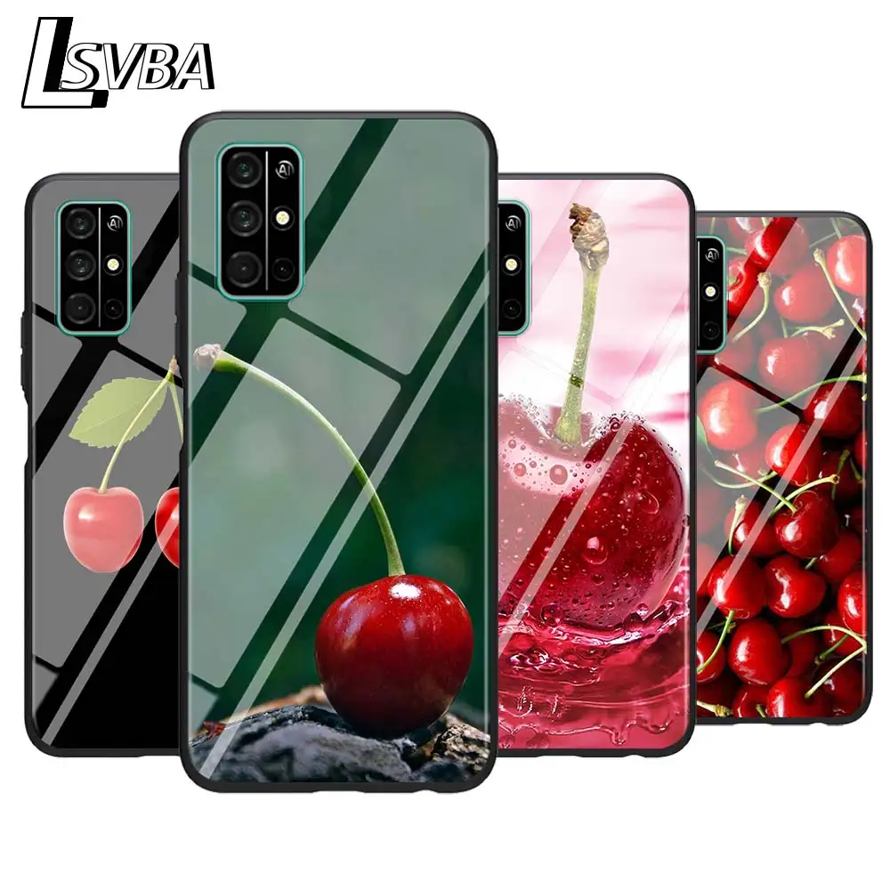 

For Huawei Honor 9A 9C 9S 9X Lite Phone Case Pink Cherries for Honor 30 Pro Plus 20S 8A 8C 8S 87 7C 7S Silicone Cover