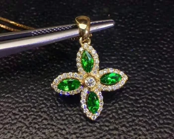 

Hot! Fidelity natural 2.5*mm Colombia emerald pendants s925 sterling silver fine jewelry for women natural green gemstone