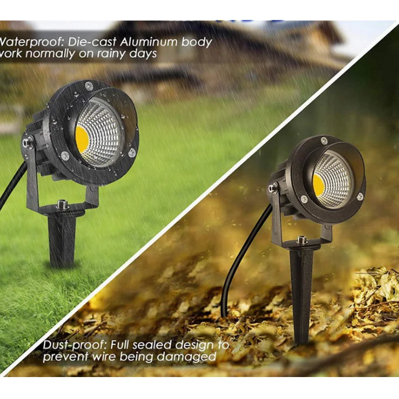 LED COB Garden lighting 3W 5W 10W Outdoor Spike Lawn Lamp Waterproof Lighting Led Light Garden Path Spotlights AC220V DC12V