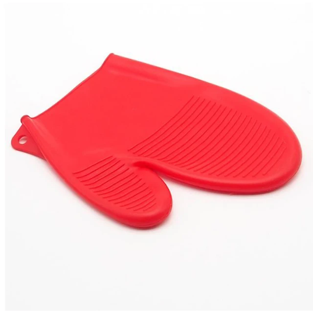 Microwave Oven Mitts Silicone Kitchen Gloves Waterproof Hot Heat Resistant Silicon BBQ Grill Glove Cooking Mitts Baking Grilling Red