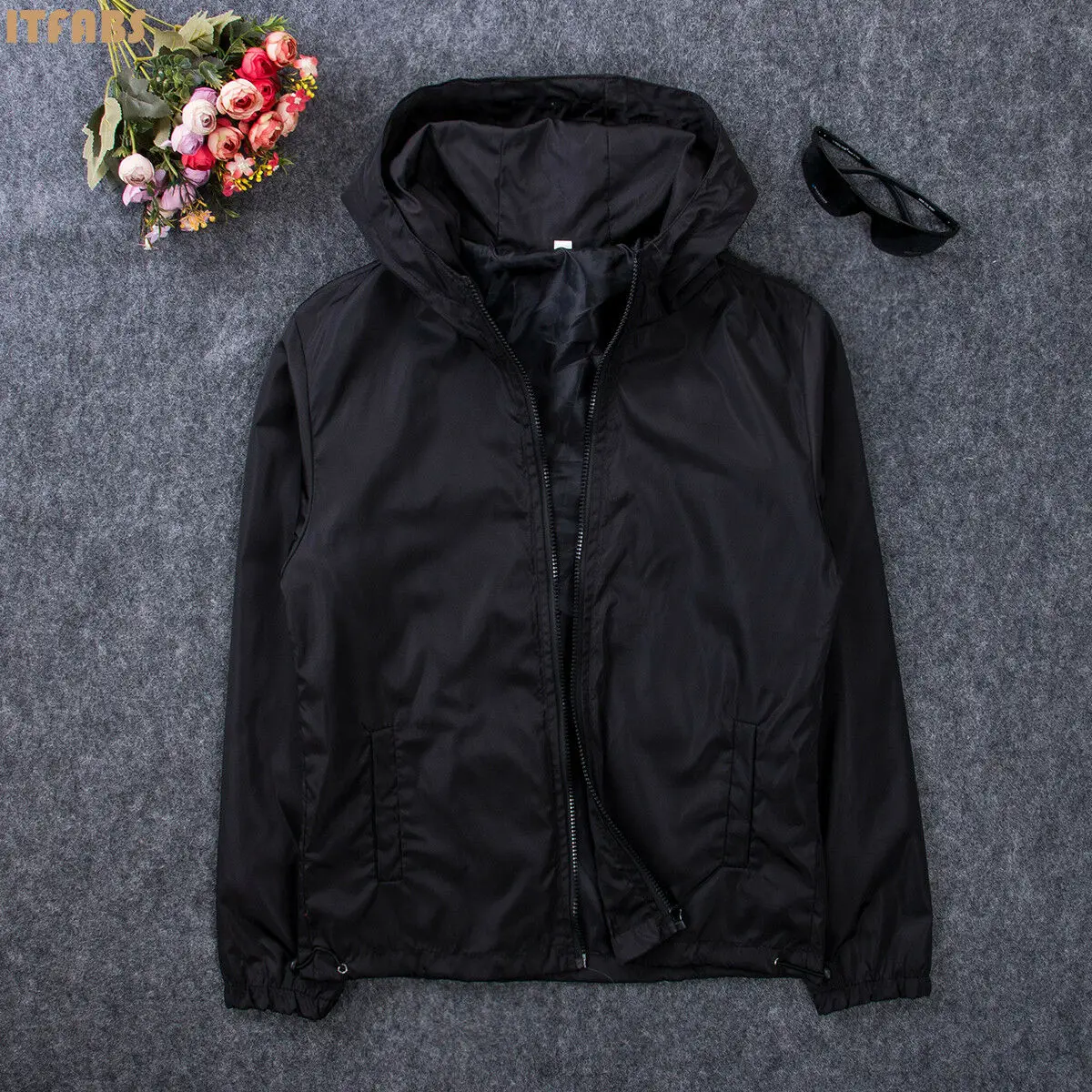 

2019 Autumn Men's Casual Windbreaker Zipper Jacket Hoodie Outwear Overcoat Fashion Male Pure Color Loose Hooded Jackets Coats