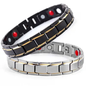 

Women Hologram Germanium Magnetic Therapy Bracelets healing Men's Black Tourmaline Energy Balance Bracelet Health Care Jewelry