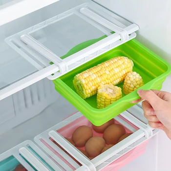 

Folding Storage Box Refrigerator Pull-Out Storage Layer Adjustable Expandable Fridge Organizer Drawer Basket Spacer Rack Box