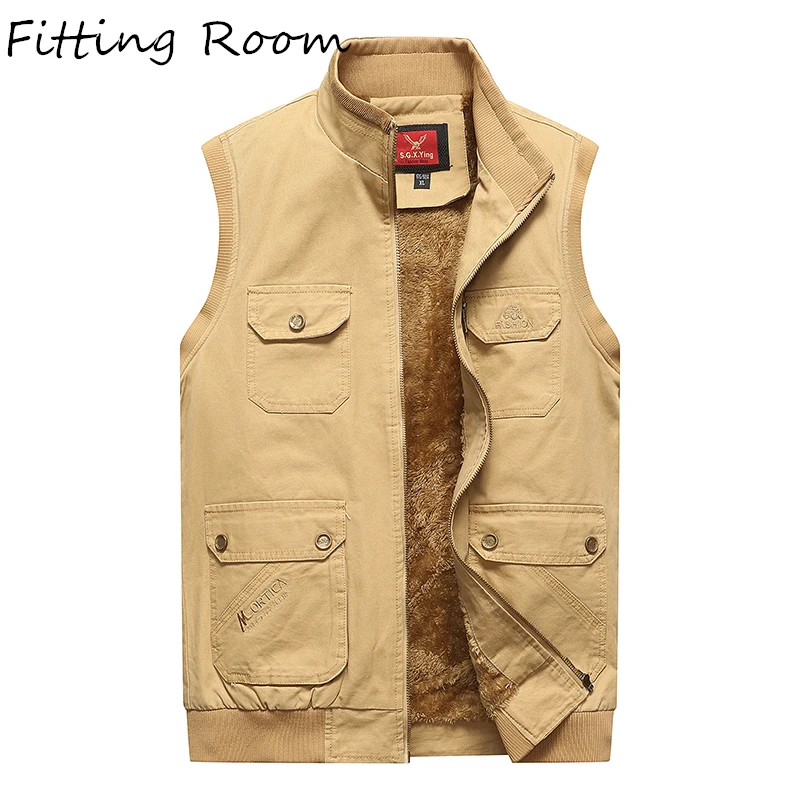 

Sleeveless Cargo Vest Men New Stylish 2019 Autumn Winter Warm Jacket Army Waistcoat Men Vest Fashion Casual Coats Mens Work Vest