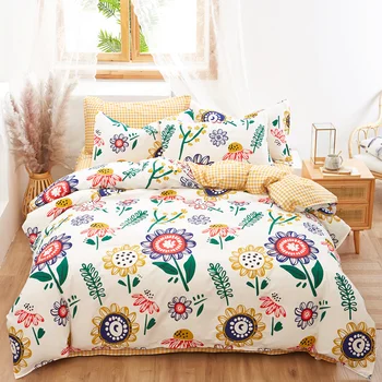 

Pure cotton duvet set bedding set bed set flower pattern bed sheets bed cover sets Home textiles duvet cover queen Bed Linen