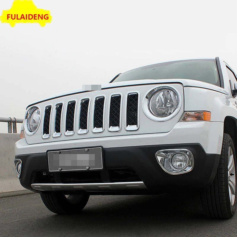 7 шт. для Jeep Патриот 2011- хромированная решетка из АБС-пластика Гриль комплект вставка вентиляционная рамка аксессуары для стайлинга автомобилей