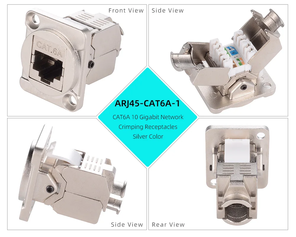 RJ45 Netzwerkanschluss CAT5E CAT6 CAT6A Gigabit 10GE Runde D-Typ Crimp-Dockingbasis CAT3 RJ11 4-polige Telefonsockel – Detail 23