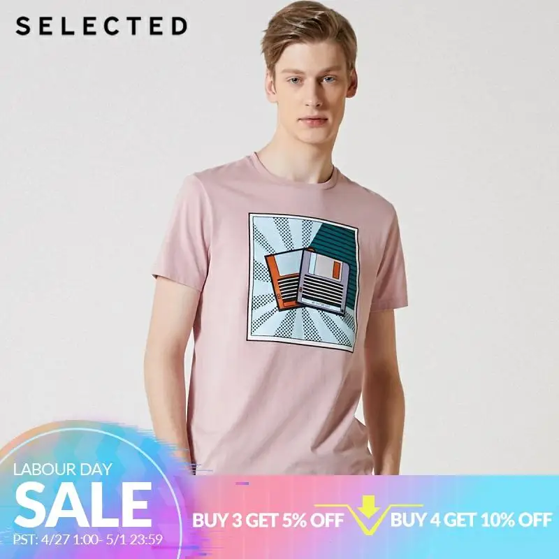 

SELECTED Men's Cotton Cartoon Pattern Short-sleeved T-shirt S|419201623