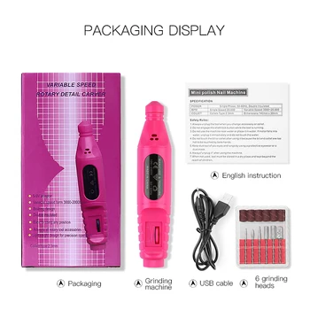 

Electric Nail Drill Machine Professional Portable USB Charging Nail Drill File Kit Pen Shape Finger Toe Nail Care