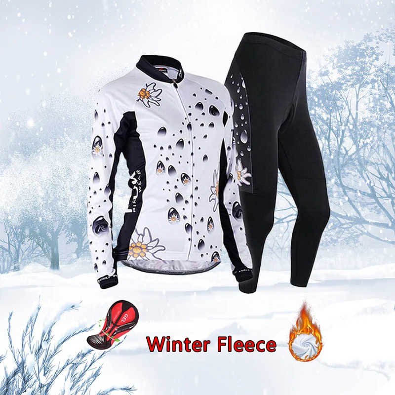 Женское зимнее Велосипедное Джерси, Модный комплект, Pro термальное флисовое Спортивное платье, велосипедная одежда, одежда для горного велосипеда, Майо, костюм, комплект