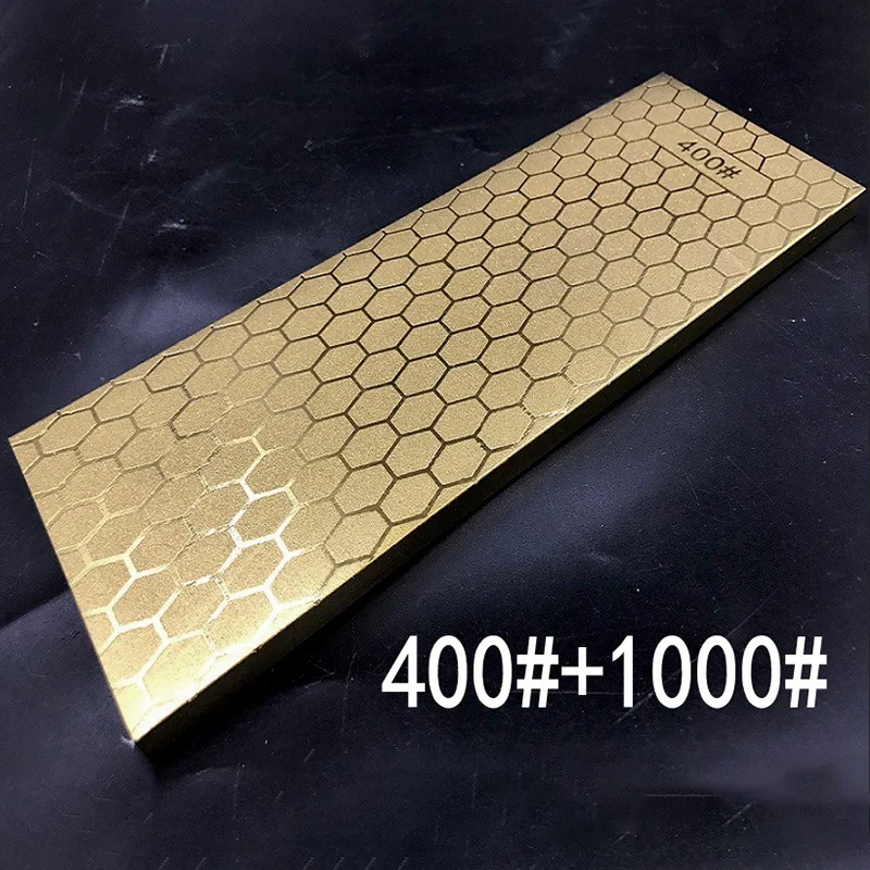 200 X 70 X 8Mm Professional Large Diamond Whetstone 400 Grit / 1000 Grit Double-Sided Grinding Block Gold Without Base